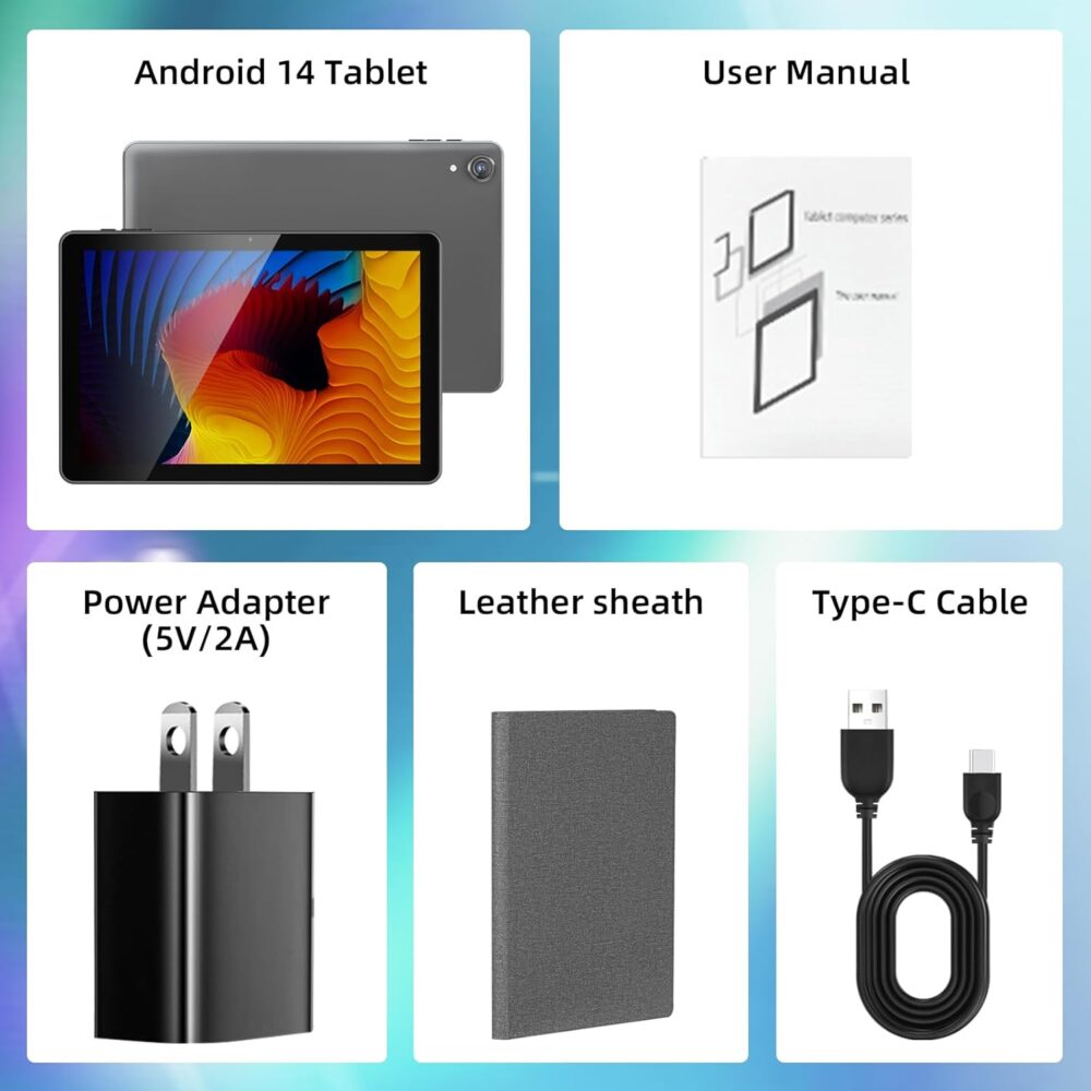 Tablet 10 inch Android 14 Tablets, Octa Core 1280 * 800 IPS HD Display Android Tablet, 10GB RAM+128GB ROM(Expand to 1TB), Unisoc A523 CPU, 5G/2.4G WiFi, 5MP+8MP Camera - Image 10