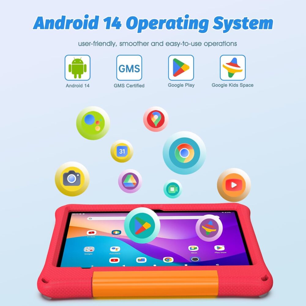 Kids Tablet 11 Inch Android 14 Toddler Tablet 8GB+64GB Octa-Core 8000mAh Battery with EVA Case, YouTube, WiFi 6, Parental Control, GMS, Rose Red - Image 5