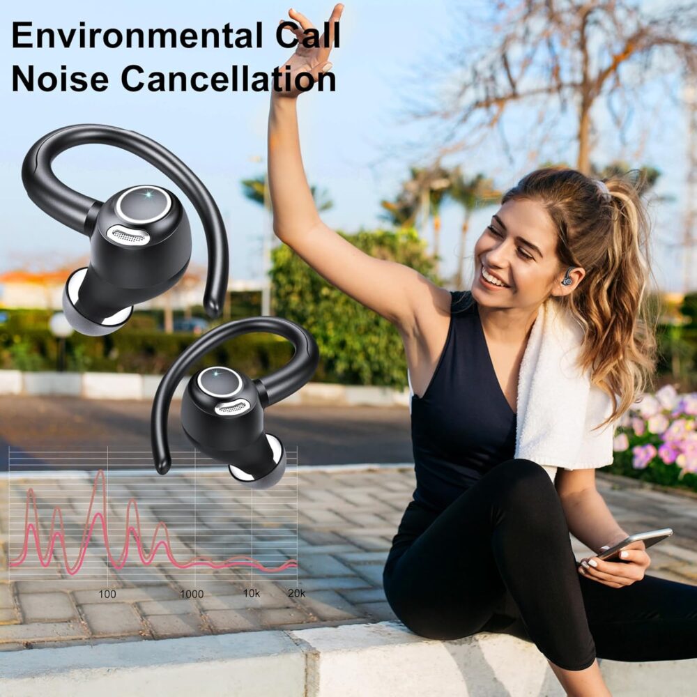 Headphones Wireless Earbuds Sport, Bluetooth 5.3 Over Ear Buds Stereo Deep Bass Headset with Earhooks, 48H Wireless Earphones with HD Mic, IP7 Waterproof Earbud for Sports/Running/Workout - Image 5