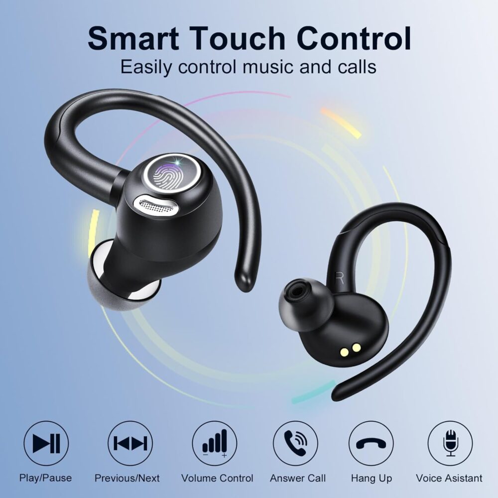 Headphones Wireless Earbuds Sport, Bluetooth 5.3 Over Ear Buds Stereo Deep Bass Headset with Earhooks, 48H Wireless Earphones with HD Mic, IP7 Waterproof Earbud for Sports/Running/Workout - Image 8