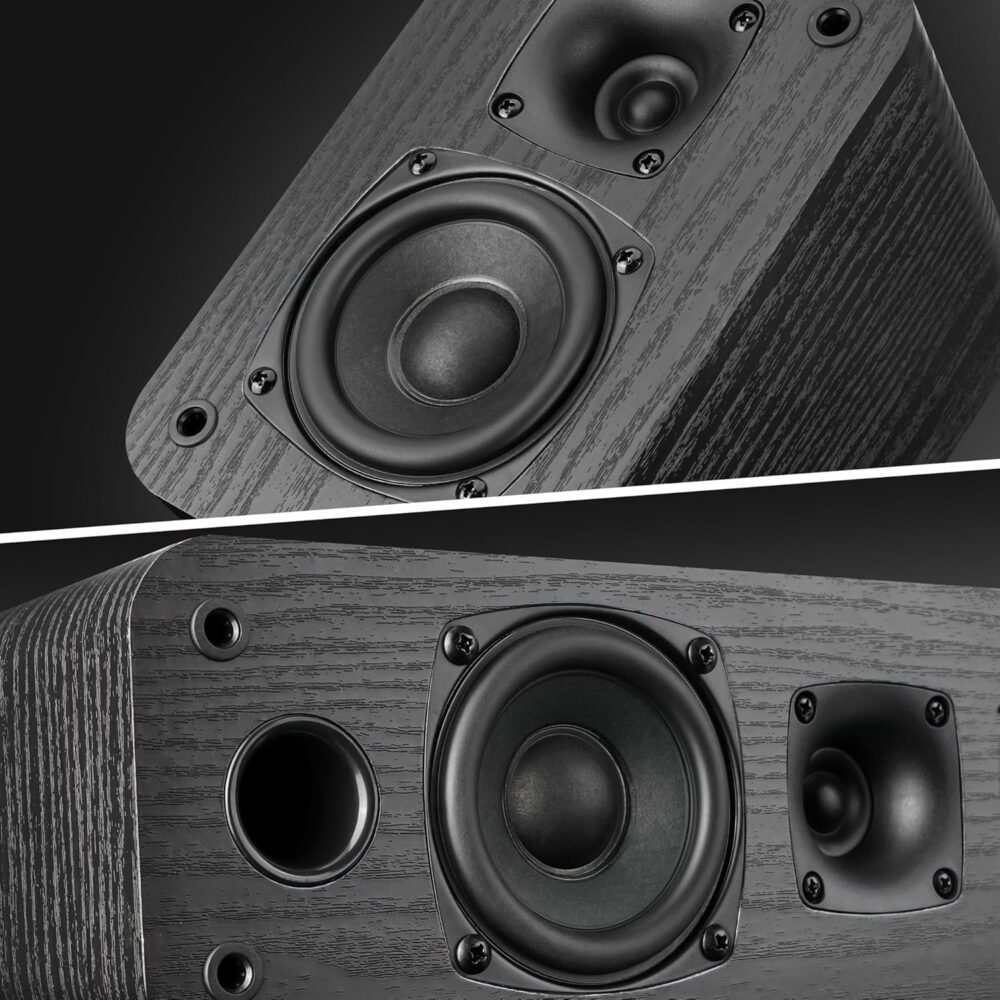 Saiyin 5.0 Home Theater System, 100w HiFi Surround Sound Speakers with Stereo Surround Sound and Classic Rretro Wood Grain for TV/PC, Passive, Amplifier or Receiver Required, Cable Not Included - Image 3