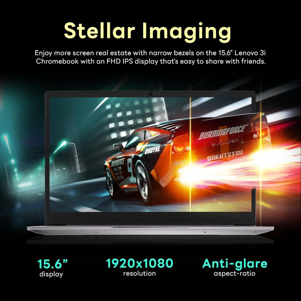 Lenovo Ideapad 3 15.6" FHD Chromebook, Intel Celeron N4500, 4GB RAM, 224GB Storage (64GB SSD+160GB Docking Station Set), ‎Intel UHD Graphics, Full Size Keyboard, Chrome OS, Artic Gray - Image 6