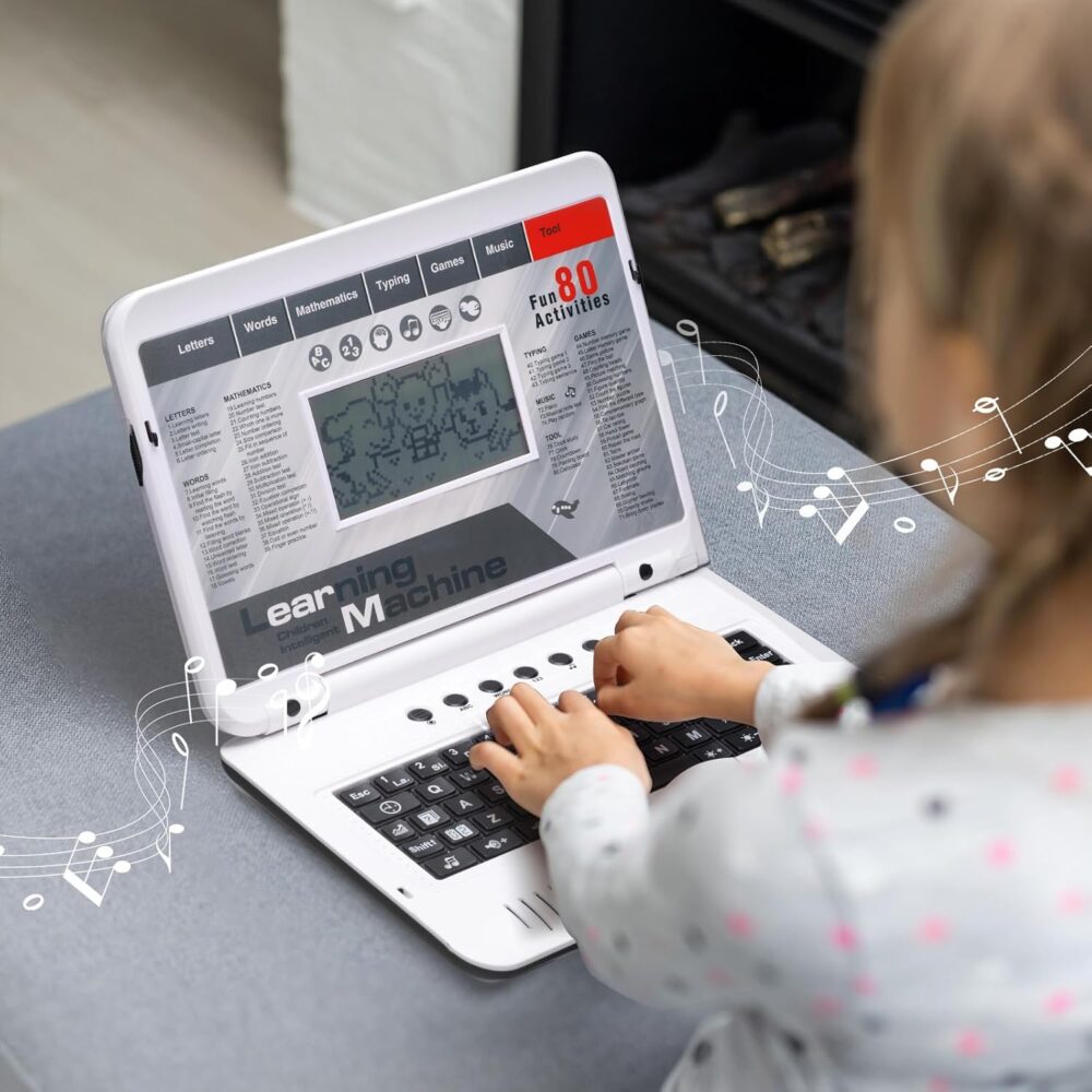LESHITIAN Kids Laptop - 80 Learning Modes to Learn Alphabet, Words, Mathematics, Play Games and Music - Toy for Children Ages 5+ - Image 5