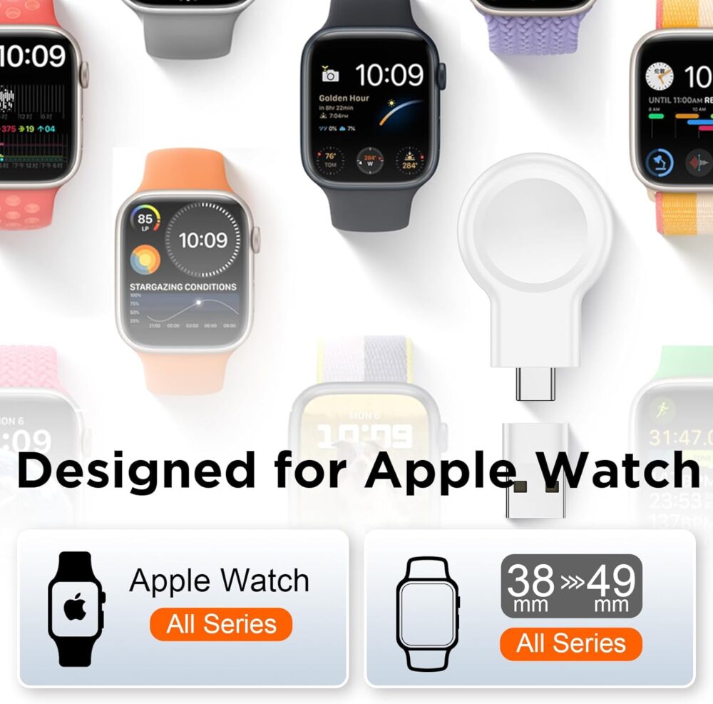 𝟐𝟎𝟐𝟓 𝐔𝐩𝐠𝐫𝐚𝐝𝐞 for Apple Watch Charger,Magnetic Portable iWatch Charger USB C&USB A Fast Wireless Charging Travel Watch Charger for iWatch Ultra2/Ultra/SE2/SE Series 10/9/8/7/6/5/4/3/2/1 - Image 3
