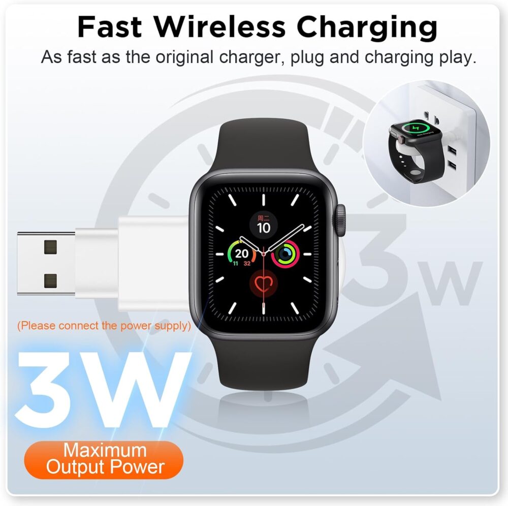 𝟐𝟎𝟐𝟓 𝐔𝐩𝐠𝐫𝐚𝐝𝐞 for Apple Watch Charger,Magnetic Portable iWatch Charger USB C&USB A Fast Wireless Charging Travel Watch Charger for iWatch Ultra2/Ultra/SE2/SE Series 10/9/8/7/6/5/4/3/2/1 - Image 4