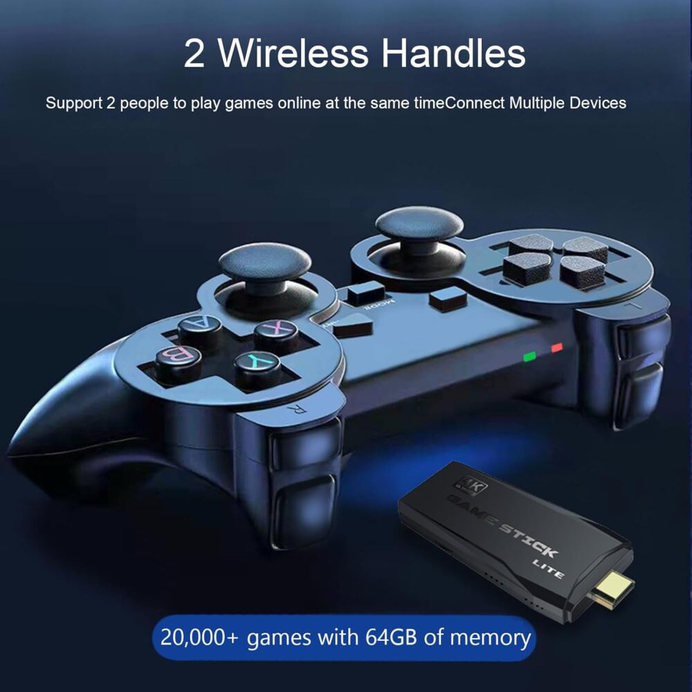 20,000+ Games Wireless Retro Game Console, 9 Emulators 4k Hdmi Output, Retro Video Game Stick with Built-in 2.4GHz Wireless Controller，Plug and Play for TV - Image 4