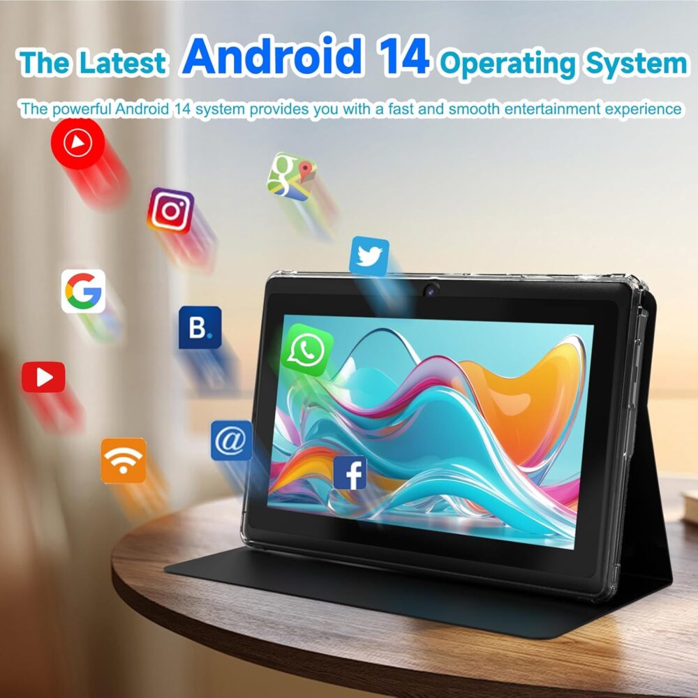 Tablet 7 inch Android 14 Tablets, 8GB RAM 32GB ROM 1TB Expand, Quad-Core Processor Tablet PC, WiFi, Bluetooth, 3000mAh Battery, 1024 x 600 HD IPS Touch Screen, 2MP+5MP Dual Camera, GMS Certified - Image 6