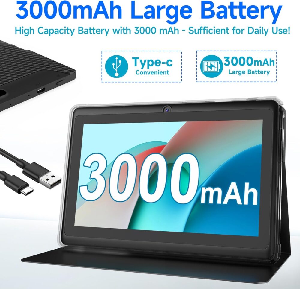 Tablet 7 inch Android 14 Tablets, 8GB RAM 32GB ROM 1TB Expand, Quad-Core Processor Tablet PC, WiFi, Bluetooth, 3000mAh Battery, 1024 x 600 HD IPS Touch Screen, 2MP+5MP Dual Camera, GMS Certified - Image 7