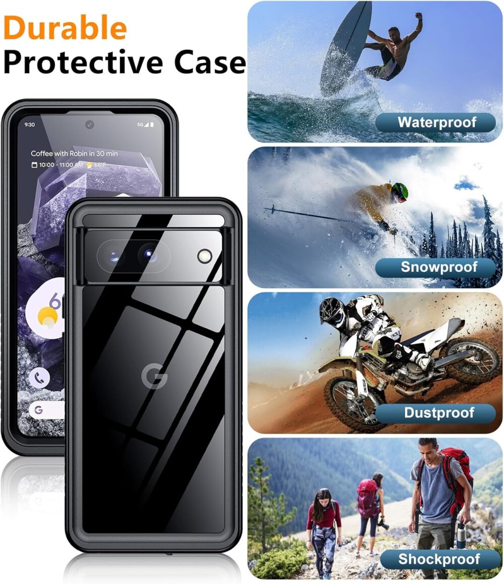 Temdan for Google Pixel 8 Case Waterproof, Built-in Lens & Screen Protector[Full Body Shockproof][Military Drop Proof][Dustproof][IP68 Underwater] Protective Cover for Pixel 8 6.2”-Black/Clear - Image 8