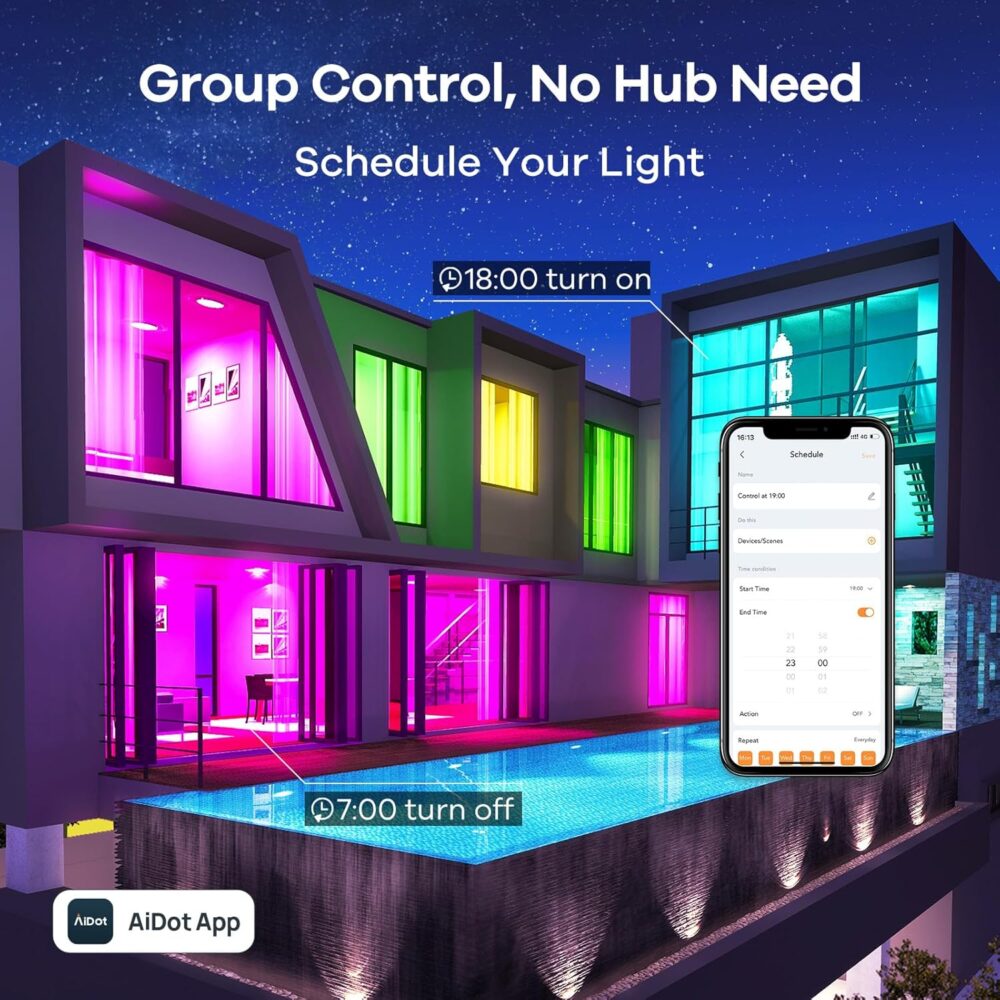 Linkind Smart Light Bulbs, Smart Bulb That Work with Alexa & Google Home, LED Light Bulbs Color Changing, 104 Preset Scene, Music Sync, A19 E26 2.4GHz RGBTW WiFi Bluetooth Light Bulb 60W, 800LM, 4Pack - Image 6