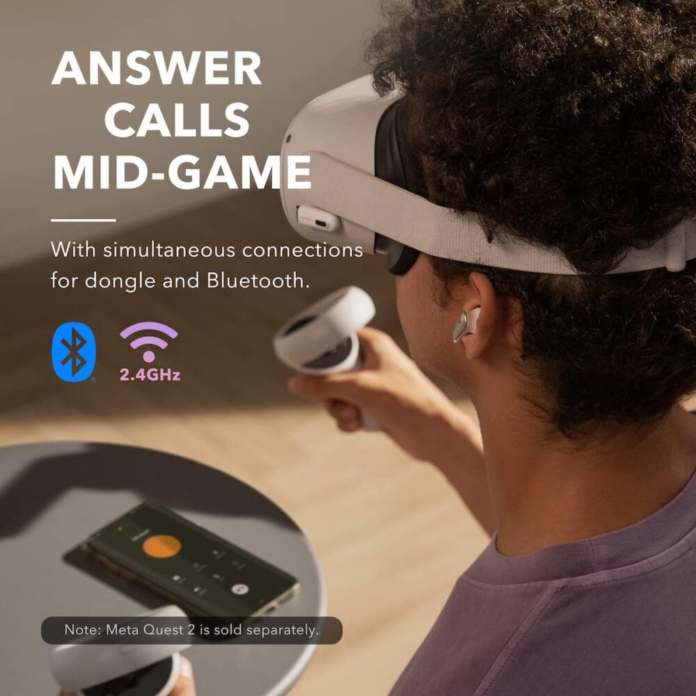 Soundcore VR P10 Gaming Earbuds-Low Latency, Meta Officially Co-branded, Dual Connection, 2.4GHz Wireless, USB-C Dongle Included-Compatible with Meta Quest 2, Steam Deck, PS4, PS5, PC, Switch - Image 5