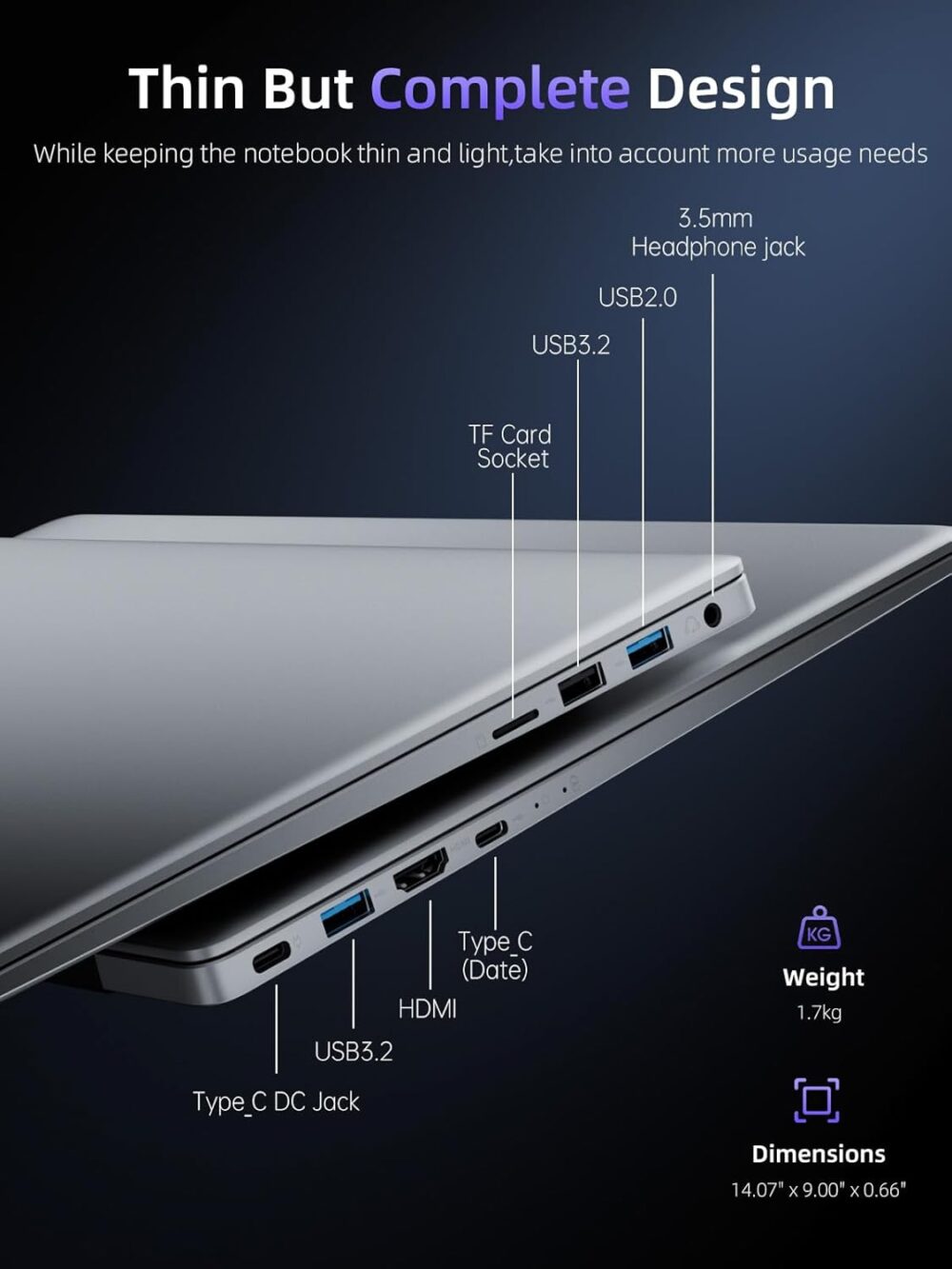 ACEMAGIC 2025 Laptop, Laptop Computer with Intel Quad-Core Processor(Up to 3.4GHz), 16GB DDR4 512GB SSD, Windows 11 Laptop, 15.6" IPS 1080P, Metal Shell, USB3.2, Long Battery Life - Image 6