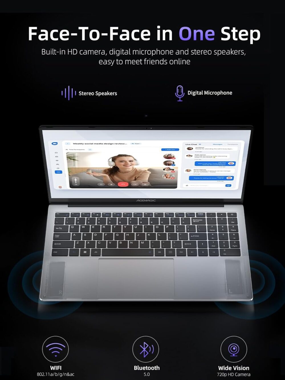 ACEMAGIC 2025 Laptop, Laptop Computer with Intel Quad-Core Processor(Up to 3.4GHz), 16GB DDR4 512GB SSD, Windows 11 Laptop, 15.6" IPS 1080P, Metal Shell, USB3.2, Long Battery Life - Image 7