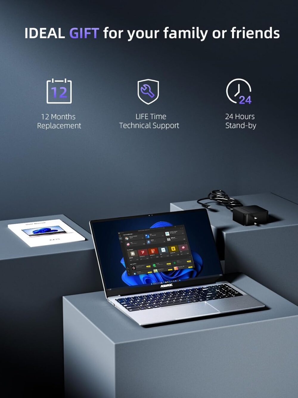 ACEMAGIC 2025 Laptop, Laptop Computer with Intel Quad-Core Processor(Up to 3.4GHz), 16GB DDR4 512GB SSD, Windows 11 Laptop, 15.6" IPS 1080P, Metal Shell, USB3.2, Long Battery Life - Image 8