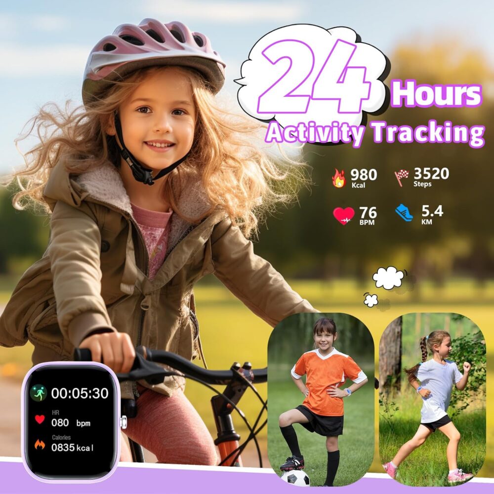 Smart Kids Watch with Fitness Tracker No Phone/APP Needed,19 Sport Mode,1.5" DIY Dial,IP68 Waterproof,Sleep Monitor,Pedometers,Heart Rate,Great Birthday Gift for Boys Girls Teens 6-14 year Olds - Image 5