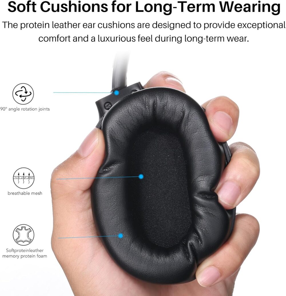 TOZO Hybrid Active Noise Cancelling Headphones, Wireless Over Ear Bluetooth Headset, 40H Playtime, Hi-Res Audio Custom EQ via App Deep Bass Comfort Fit Ear Cups, for Home Office Travel Black - Image 5