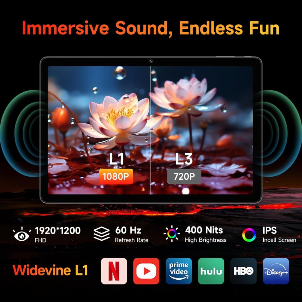 10.1 inch Snapdragon 685 Android 14 Tablet, FHD IPS 1920x1200 Resolution 60Hz Reflex Bpad 10 Pro with Widevine L1, 20GB+128GB(1TB TF), 5MP+5MP Camera, 4G LTE+2.4G/5G WiFi+BT5.0+GPS, 6500mAh - Image 5