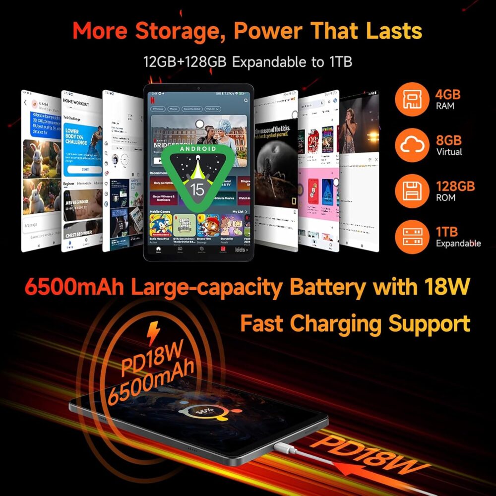 10.1 inch Snapdragon 685 Android 14 Tablet, FHD IPS 1920x1200 Resolution 60Hz Reflex Bpad 10 Pro with Widevine L1, 20GB+128GB(1TB TF), 5MP+5MP Camera, 4G LTE+2.4G/5G WiFi+BT5.0+GPS, 6500mAh - Image 7
