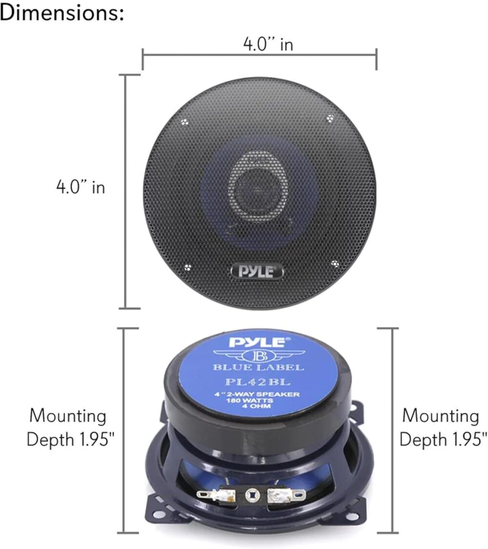 Pyle 6.5" Three-Way Sound Speaker System-180 W RMS/360W Power Handling w/4 Ohm Impedance and 3/4'' Piezo Tweeter for Car Component Stereo,Round Shaped Pro Full Range Triaxial Loud Audio -PL63BL,Blue - Image 4