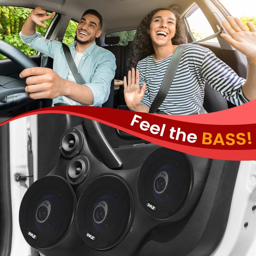 Pyle 6.5" Three-Way Sound Speaker System-180 W RMS/360W Power Handling w/4 Ohm Impedance and 3/4'' Piezo Tweeter for Car Component Stereo,Round Shaped Pro Full Range Triaxial Loud Audio -PL63BL,Blue - Image 9