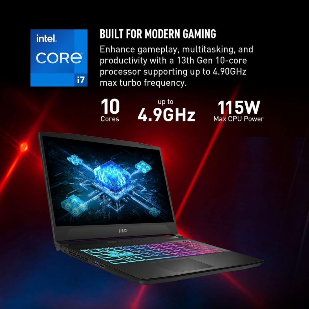 MSI Katana 15 15.6” 165Hz QHD Gaming Laptop: Intel Core i7-13620H, NVIDIA Geforce RTX 4070, 16GB DDR5, 1TB NVMe SSD, Cooler Boost 5, Win 11: Black B13VGK-2000US - Image 4