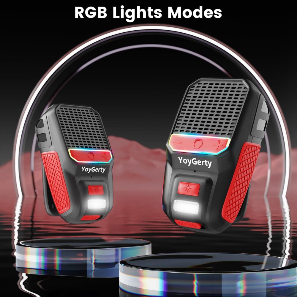 2025 Upgrade Wearable Bluetooth 5.4 Speaker, IPX6 Waterproof Clip on Wireless Speakers, Portable Speaker with RGB Lights and Flash, Built-in Mic,15H Playtime for Cycling/Home/Party/Beach/Outdoor - Image 5