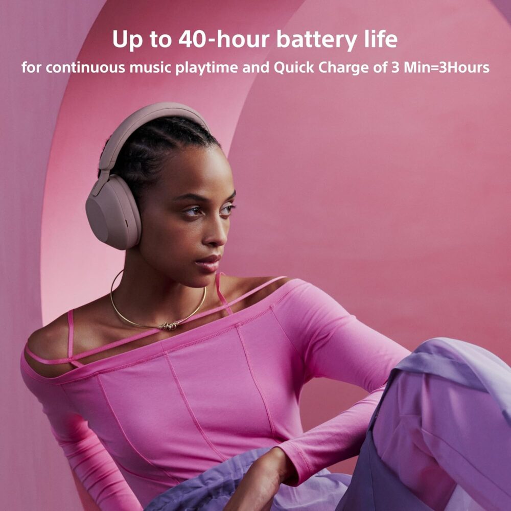 Sony WH-1000XM5 Noise Canceling Wireless Headphones - 30hr Battery Life - Over-Ear Style - Optimized for Alexa and Google Assistant - Built-in mic for Calls - Pink - International Version No Warranty - Image 5