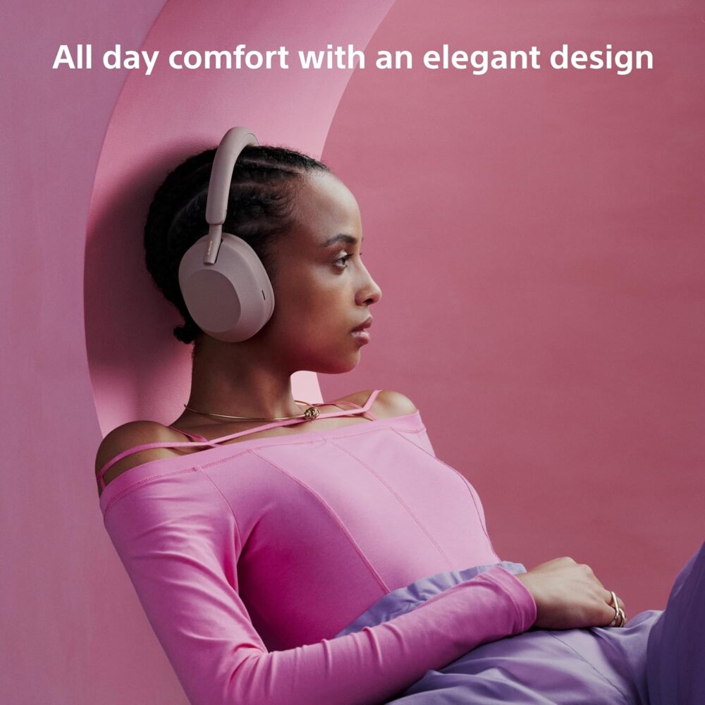 Sony WH-1000XM5 Noise Canceling Wireless Headphones - 30hr Battery Life - Over-Ear Style - Optimized for Alexa and Google Assistant - Built-in mic for Calls - Pink - International Version No Warranty - Image 6