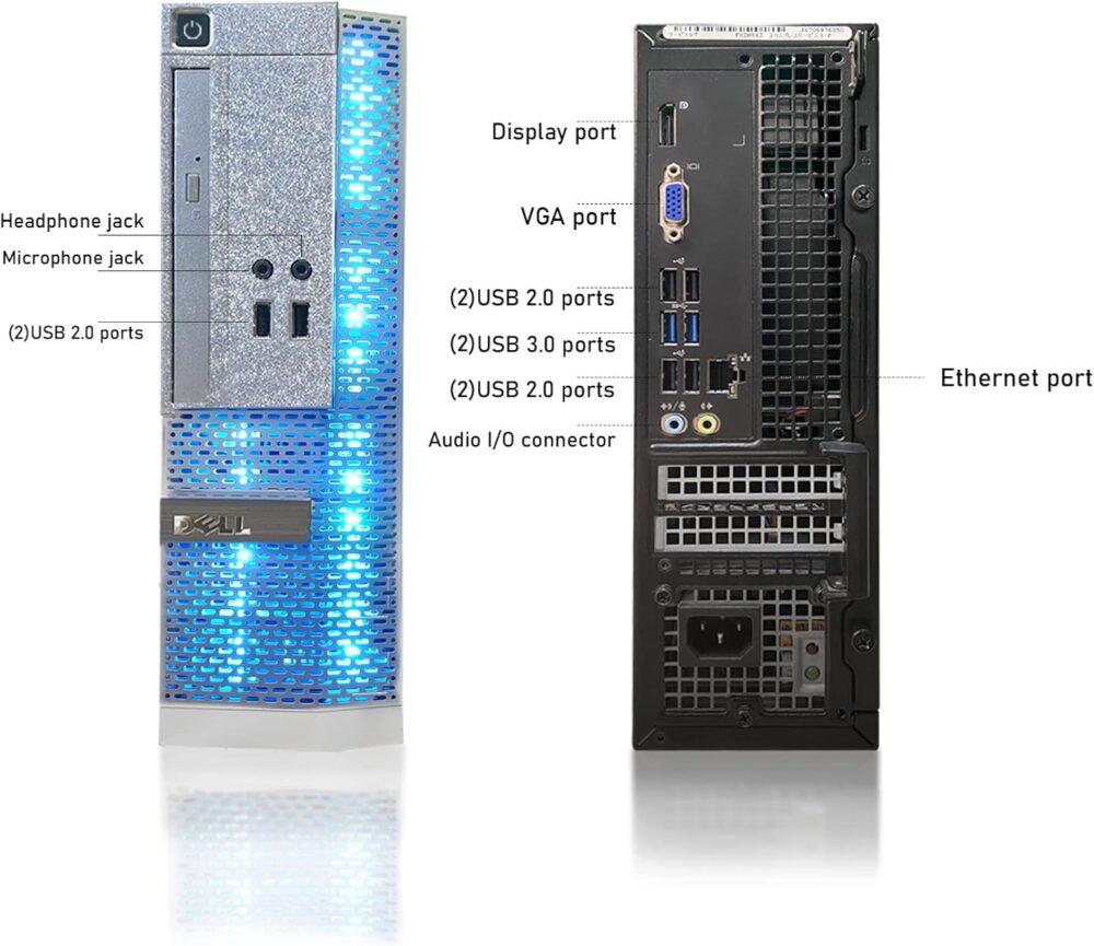 Dell PC Treasure Box RGB Desktop Computer Intel Quad Core I5 up to 3.6G, 16G, 512G SSD, WiFi & Bluetooth, RGB Gaming PC Keyboard & Mouse, DVD, Windows 10 Pro (Renewed) (Moonlight Silver) - Image 6