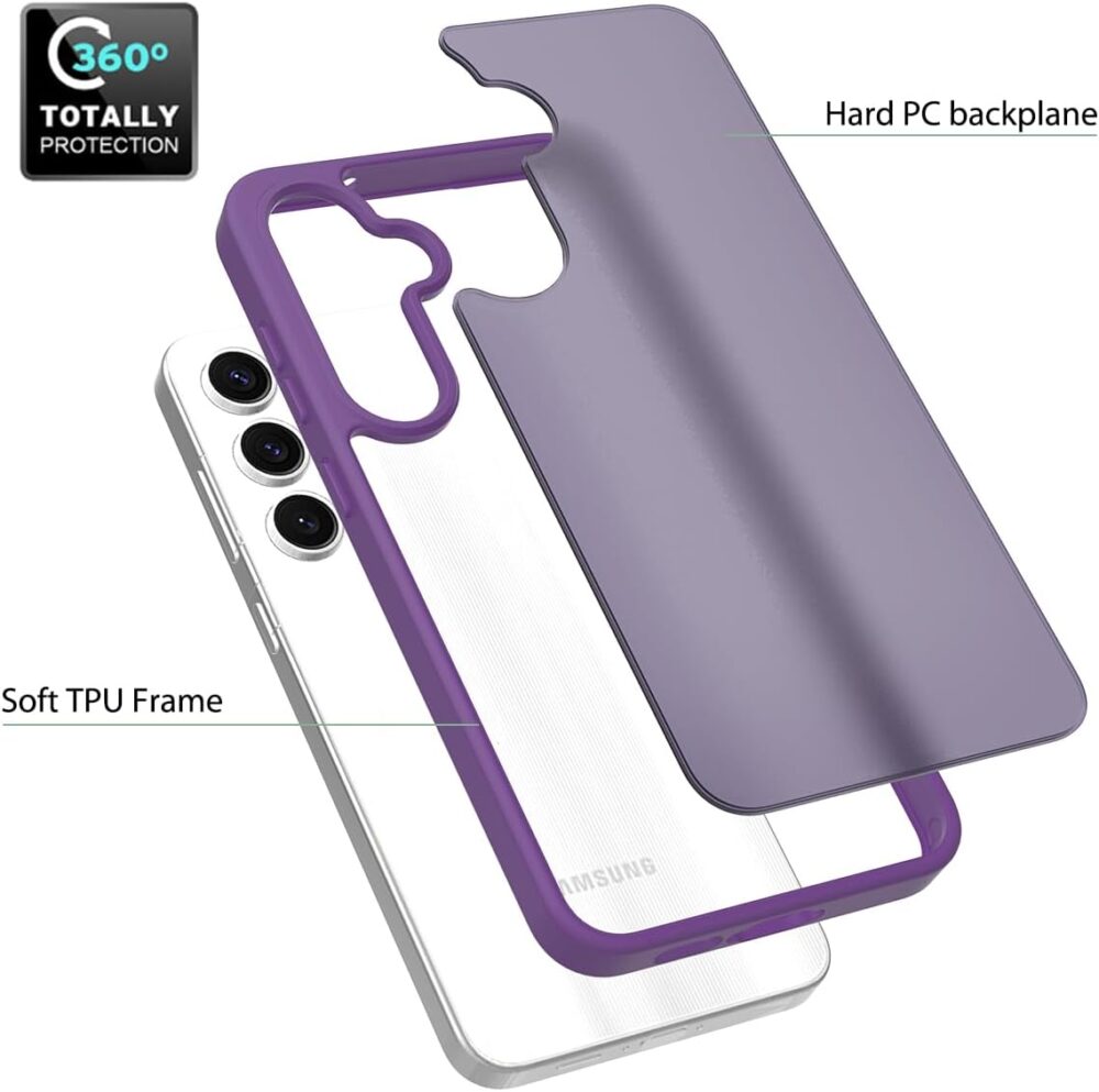 Case for Samsung Galaxy S24 FE Purple | Shockproof, Military Grade Drop Protection, with Frosted Translucent Back Cover - Image 4