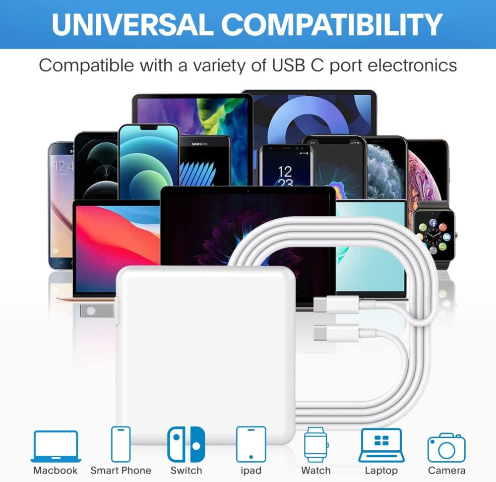 Mac Book Pro Charger - 118W USB C Charger Fast Charger Compatible with MacBook pro/Air, M1 M2 M3 M4, ipad Pro, Samsung Galaxy and All USB C Device, Include Charge Cable - Image 6
