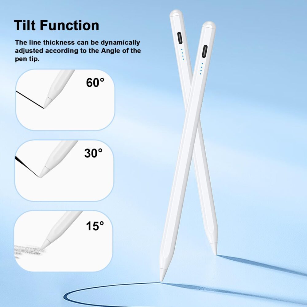 Stylus Pen for iPad 9th&10th - Type-c Charging Pencil for ipad Palm Rejection Active Pen Compatible with (2018-2025) Apple iPad 6/7/8/9/10/11(A16), Air 3/4/5/M2/M3, Mini 5/6, Pro 11"/12.9"/M4 (White) - Image 7