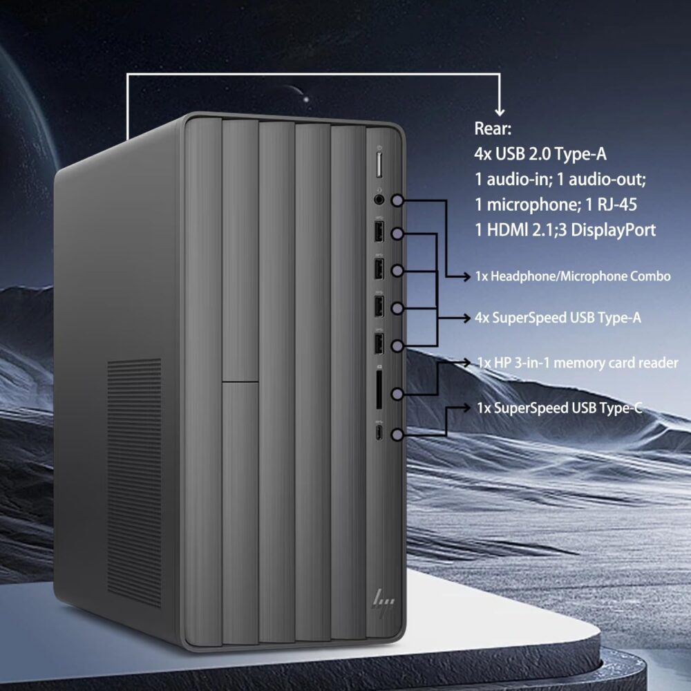 HP Envy Pro TE01 VR-Ready Tower Desktop, Intel i7-14700F, NVIDIA GeForce RTX 4060, 64GB RAM, 2TB SSD, Wired Mouse & KB, 3-in-1 Card Reader, Energy Star Certified, Bundle with Adata 512GB External SSD - Image 5