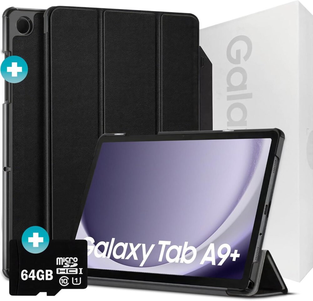 Samsung 2024 Galaxy Tab A9+ 11” 64GB | Android 13 WiFi Touchscreen International | Big Screen, Quad Speakers, Slim | Tablet Bundle - Hard Back Trifold Stand Case + 64GB SD Card (Grey) | MdTec - Image 9