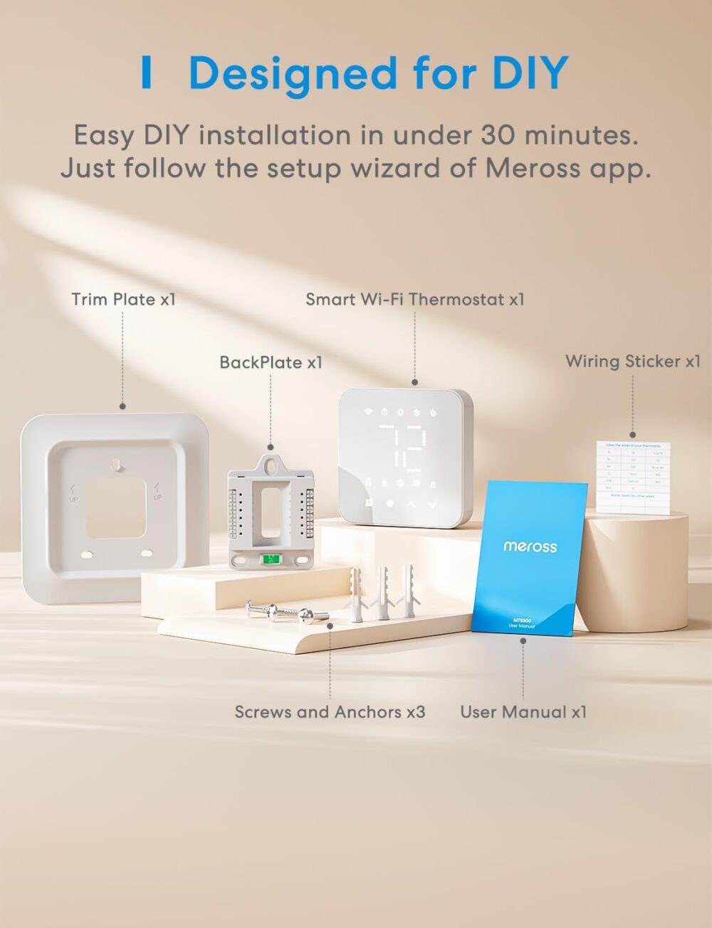 meross Smart Thermostat for Home, WiFi Thermostat Works with Matter, Alexa, Apple Home, Google Assistant, App & Voice Control, 7x24h Scheduling, Energy Saving, C-Wire Required - Image 4