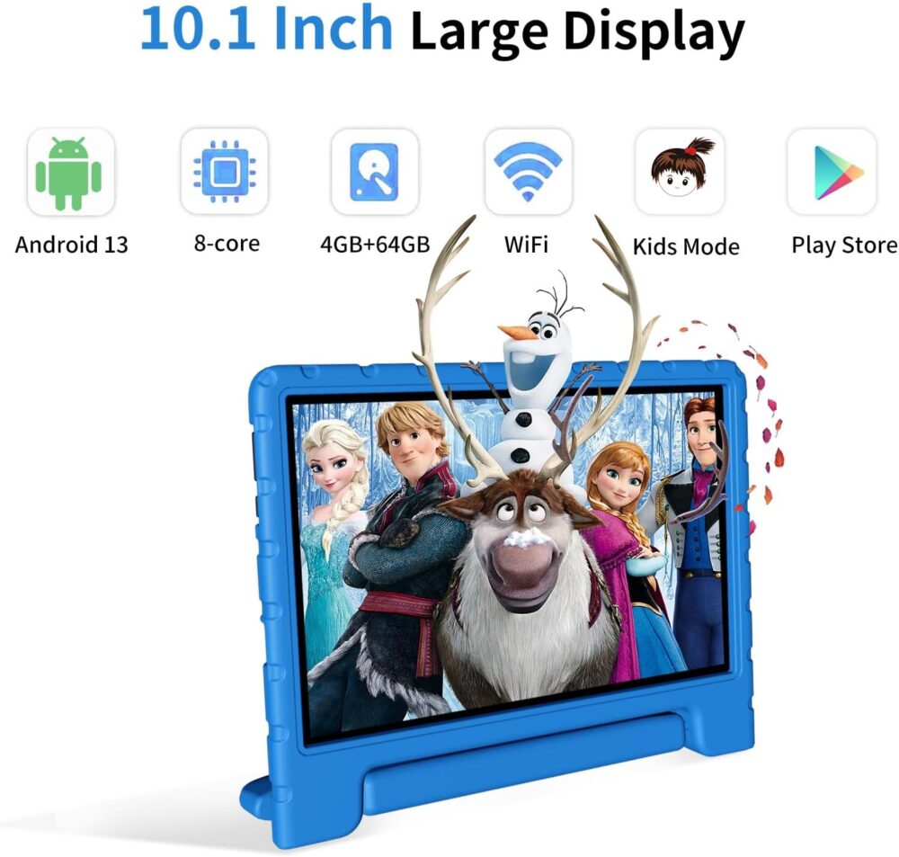 Tablet for Kids, 10 Inch Kids Tablet Android 13, 4GB+64GB, Octa-Core, WiFi 6, Big Battery, Kids Space, Parental Control 1280 * 800 HD Display Blue - Image 3