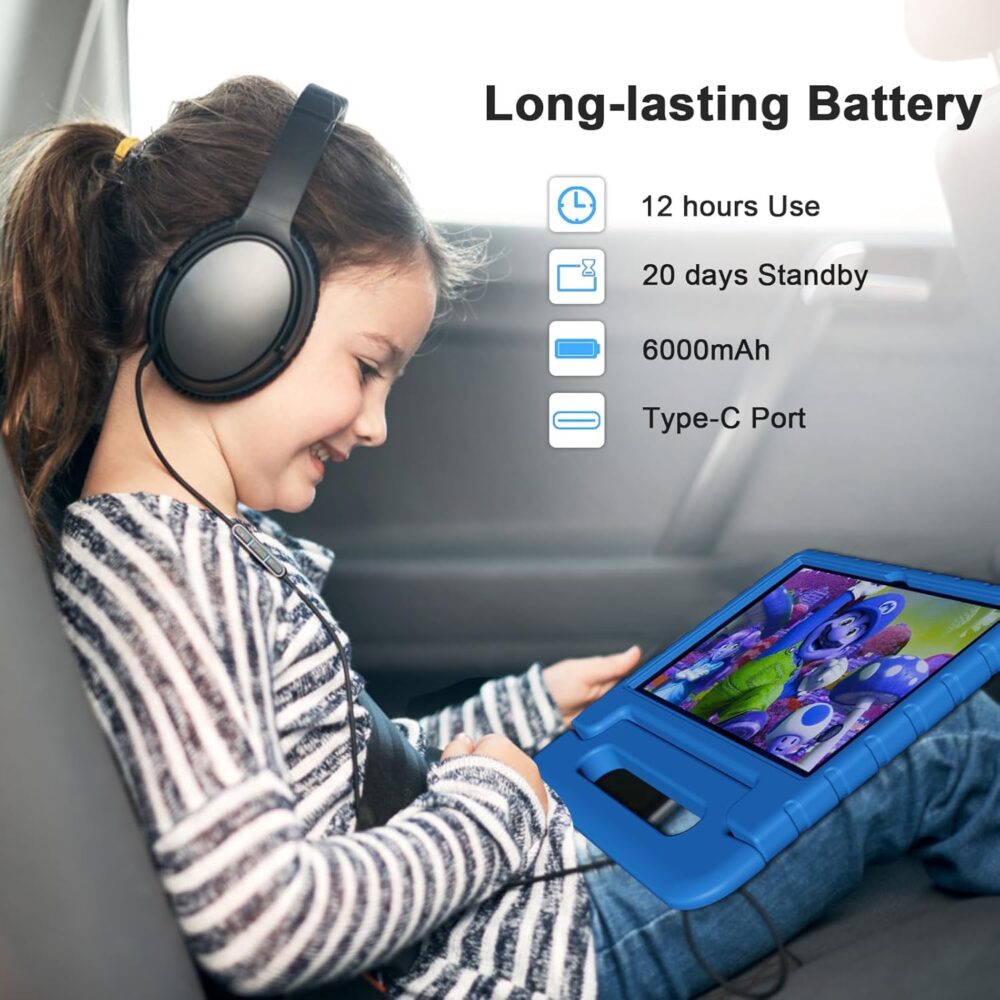 Tablet for Kids, 10 Inch Kids Tablet Android 13, 4GB+64GB, Octa-Core, WiFi 6, Big Battery, Kids Space, Parental Control 1280 * 800 HD Display Blue - Image 6