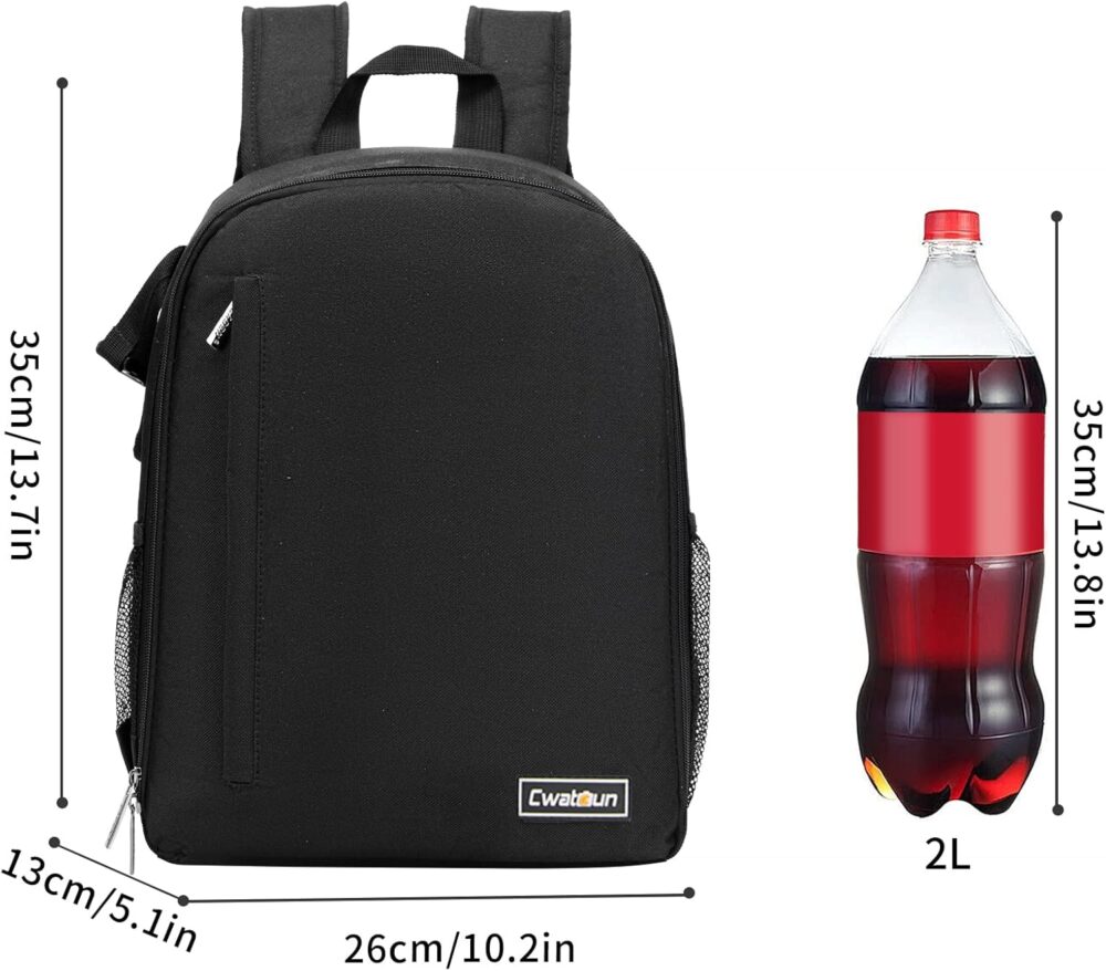 Cwatcun Camera Backpack Bag Professional for SLR DSLR Mirrorless Camera Waterproof Camera Case Compatible with Sony Canon Nikon Camera and Lens Tripod Accessories (Ⅱ Small Black) - Image 8