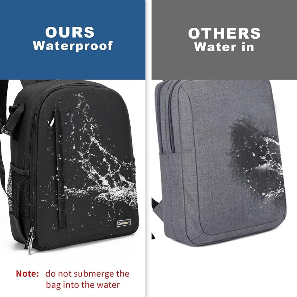 Cwatcun Camera Backpack Bag Professional for SLR DSLR Mirrorless Camera Waterproof Camera Case Compatible with Sony Canon Nikon Camera and Lens Tripod Accessories (Ⅱ Small Black) - Image 10