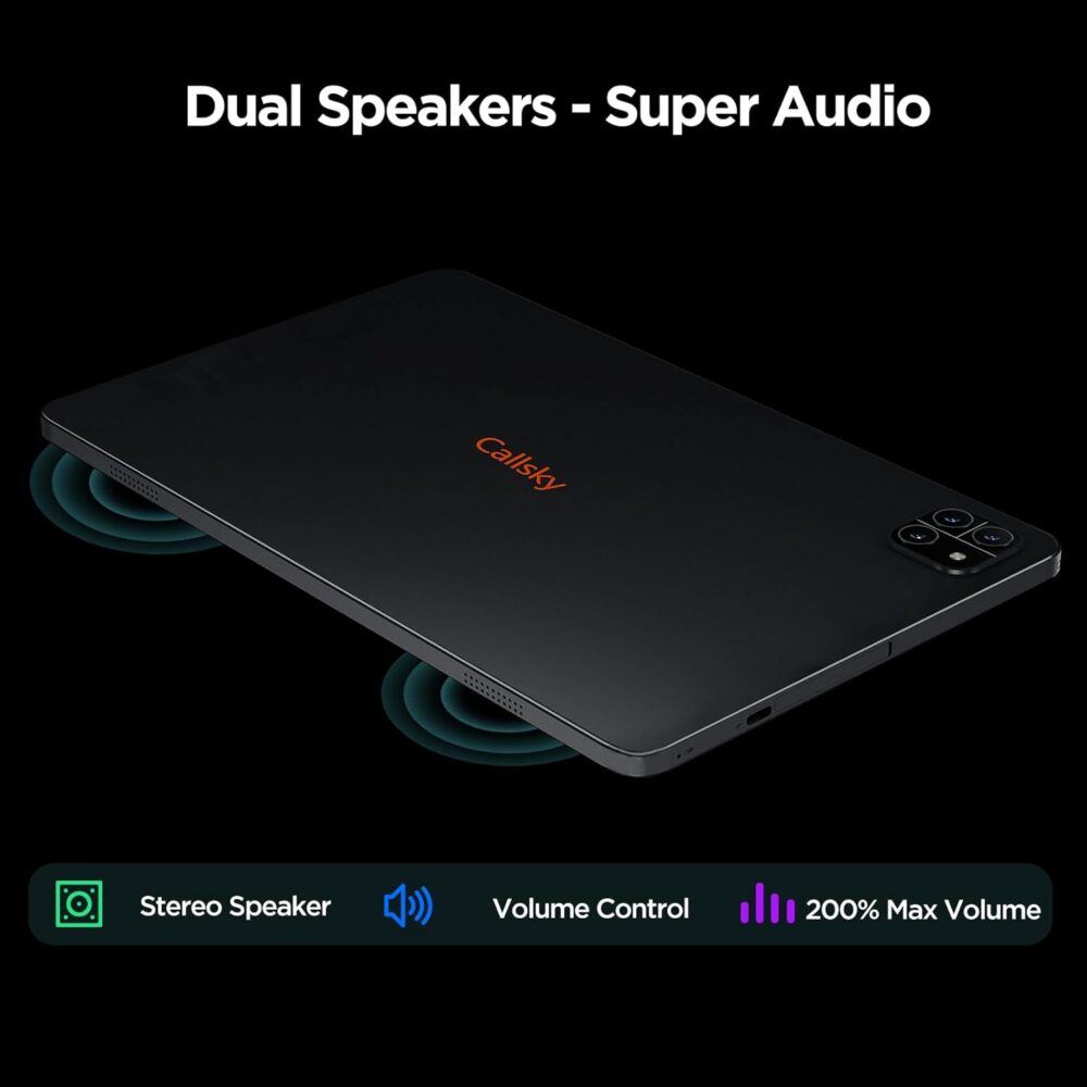 Android Tablet, 10.1 inch Android 15 Tablet, Octa-core, 2 Years Protection, RAM 12GB, ROM 64GB(Up to 2 TB), 800x1280 Resolution, WiFi 6 & Bluetooth, Dual Speakers, 5MP+8MP, 6000mAh, Black - Image 7