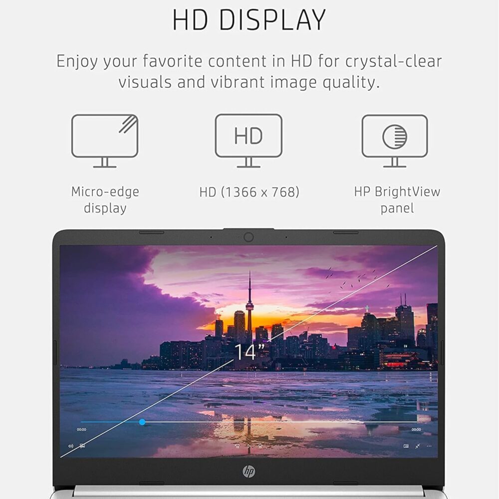 HP New 14" HD Ultral Light Thin Laptop, Quad-Core Intel Celeron Processor, 16GB RAM, 320GB (64GB eMMC+ 256GB Card), Wi-Fi, Upto 11 Hours, Windows 11 S + 1 Year Office 365+HubxcelAccessory, White - Image 5