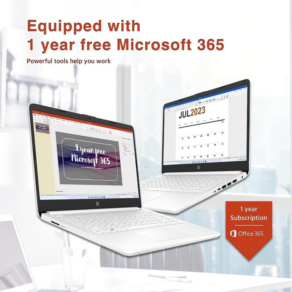 HP New 14" HD Ultral Light Thin Laptop, Quad-Core Intel Celeron Processor, 16GB RAM, 320GB (64GB eMMC+ 256GB Card), Wi-Fi, Upto 11 Hours, Windows 11 S + 1 Year Office 365+HubxcelAccessory, White - Image 6