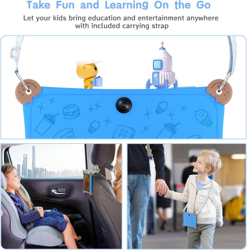 2025 Kids Tablet, 8 Inch Android Tablet for Kids 3-12 with KIDOZ Preinstalled, 6GB+32GB Storage, WiFi 6, Parental Control, Anti-Fall Design, Adjustable Strap Included, Great Gift for Kids - Image 4