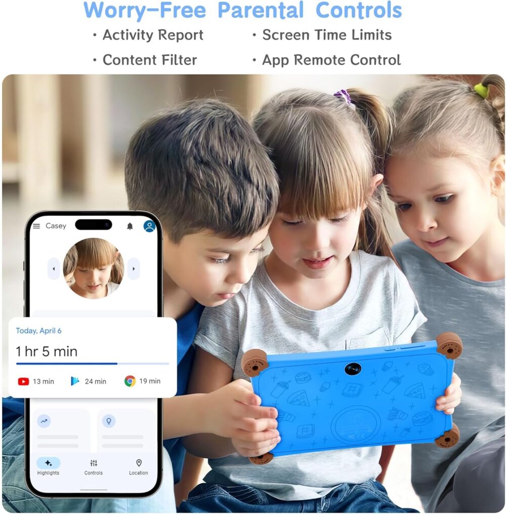 2025 Kids Tablet, 8 Inch Android Tablet for Kids 3-12 with KIDOZ Preinstalled, 6GB+32GB Storage, WiFi 6, Parental Control, Anti-Fall Design, Adjustable Strap Included, Great Gift for Kids - Image 6