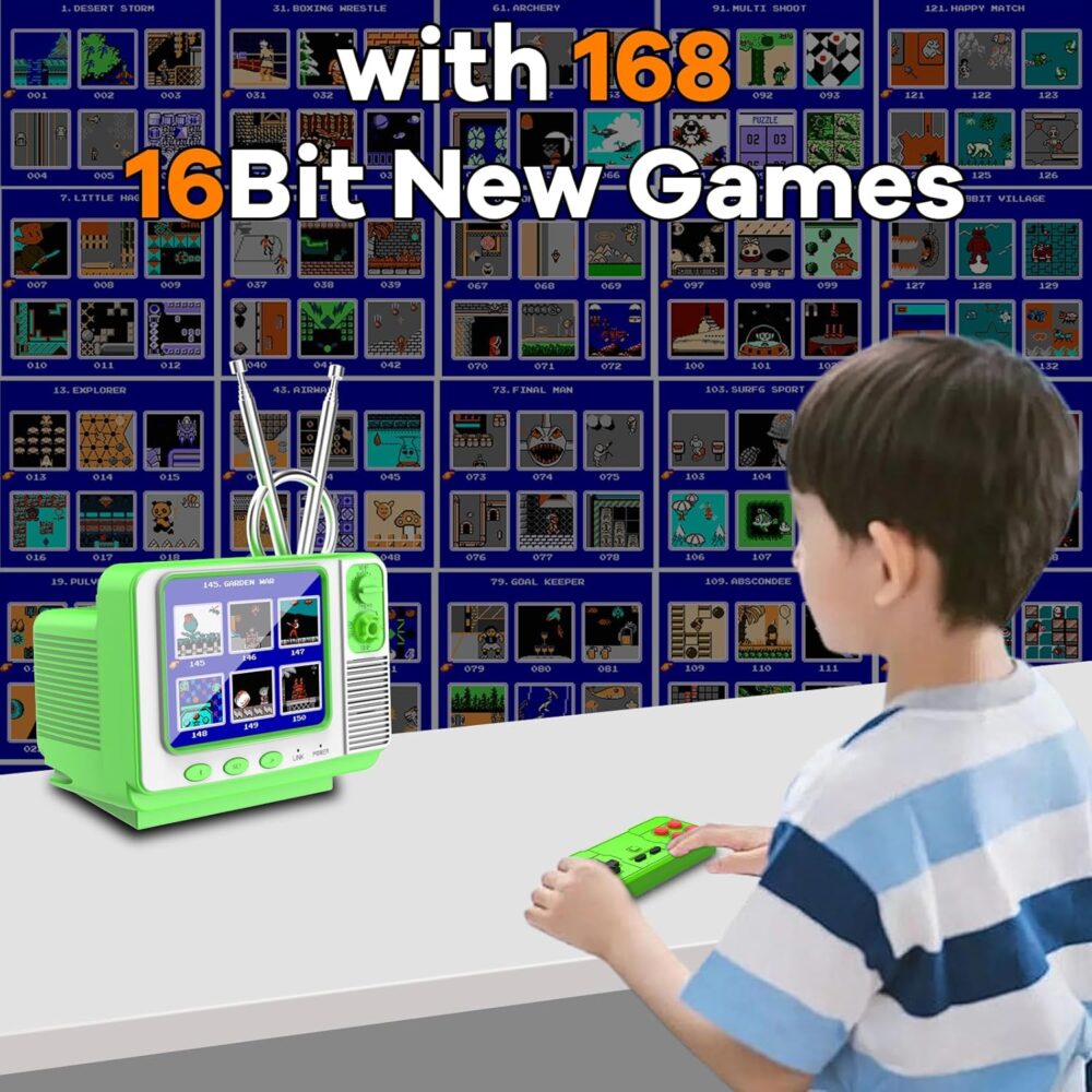 Handheld Game for Kids -Preloaded 168 Retro Video Games, Portable Gaming Player Support Two Players 3.0" LCD Screen, Mini TV Electronic Toy Gifts for Boys Girls - Image 4