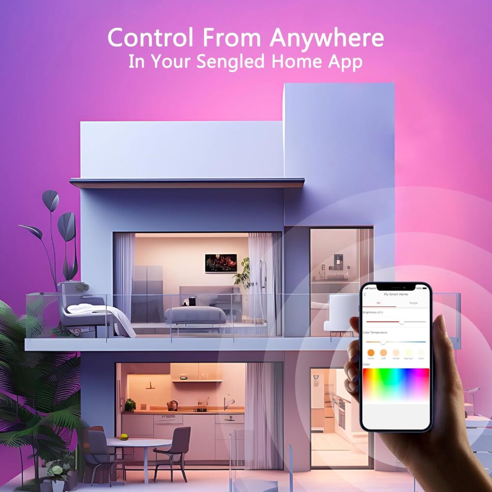 Sengled WiFi Color Changing Light Bulb, Alexa Smart Light Bulbs that Compatible with Alexa & Google Assistant, A19 RGB No Hub Required, 75 W Equivalent 800LM CRI>90, Set of 4 - Image 5