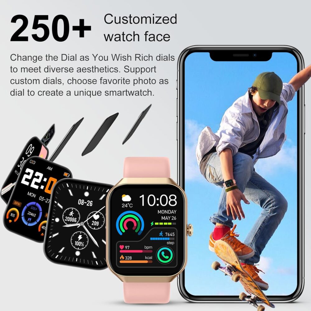 Smart Watch for Women Men (Answer/Make Call), 1.96"HD Smartwatch with Heart Rate/Sleep Monitor/Pedometer, 113+ Sports 2025 New Fitness Tracker, IP68 Waterproof Activity Tracker for Android iOS-Gold - Image 6