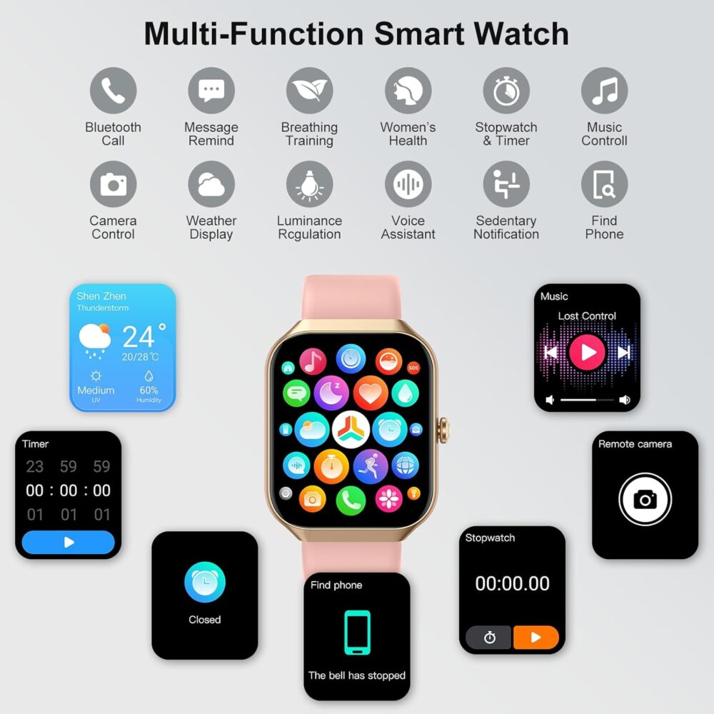 Smart Watch for Women Men (Answer/Make Call), 1.96"HD Smartwatch with Heart Rate/Sleep Monitor/Pedometer, 113+ Sports 2025 New Fitness Tracker, IP68 Waterproof Activity Tracker for Android iOS-Gold - Image 8