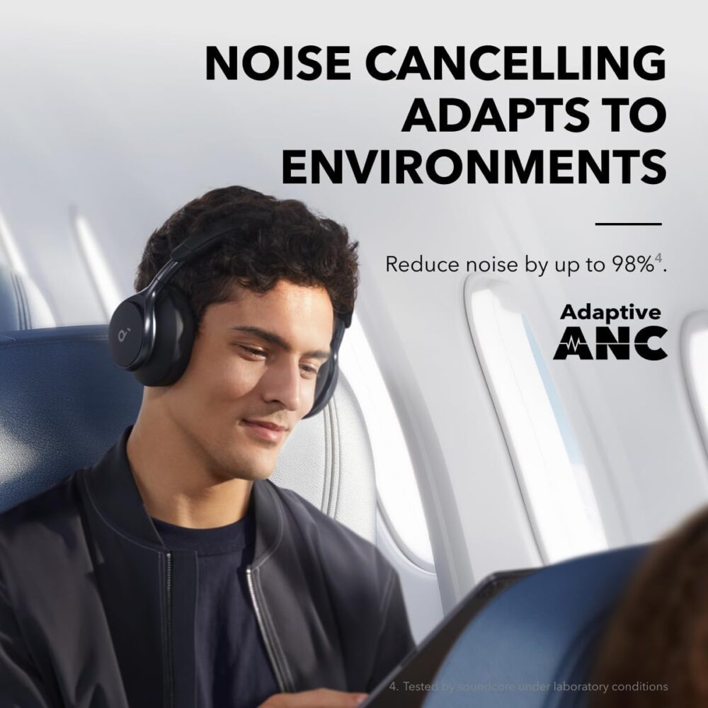 Soundcore by Anker, Space One, Active Noise Cancelling Headphones, 2X Stronger Voice Reduction, 40H ANC Playtime, App Control, LDAC Hi-Res Wireless Audio, Comfortable Fit, Clear Calls, Bluetooth 5.3 - Image 4