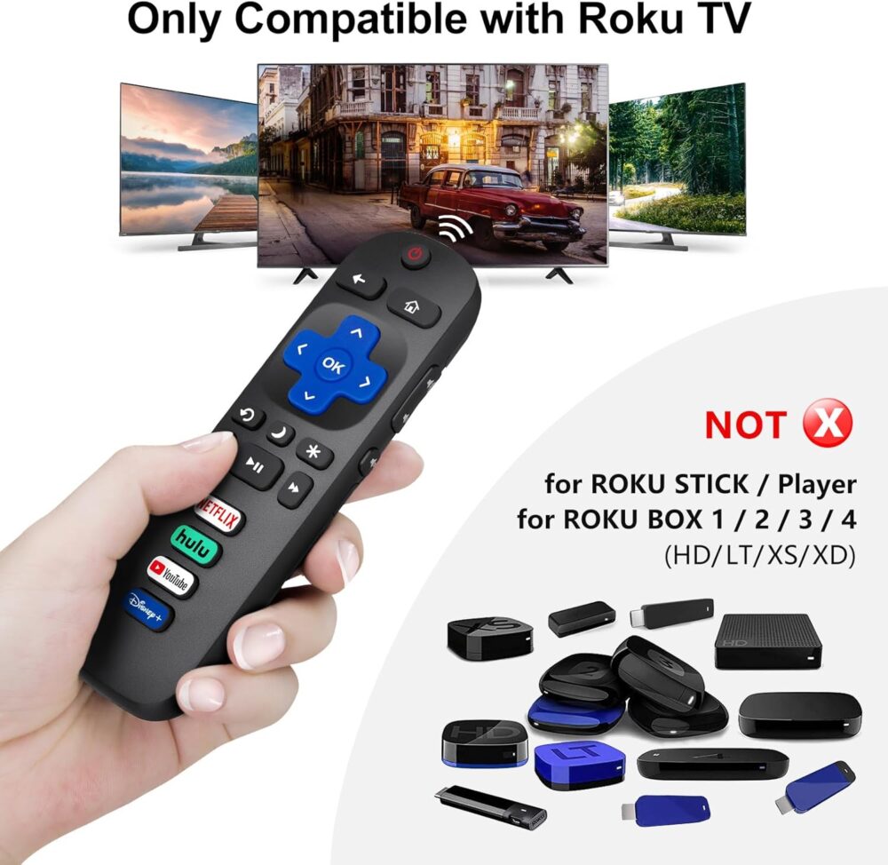 (Pack of 2) Replacement-Remote-Control for Roku-TV,Compatible for TCL Roku/Hisense Roku/Onn Roku/Philips Roku Smart TVs(Not for Roku Stick and Box) - Image 3